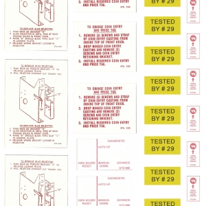 System 6 coin door labels